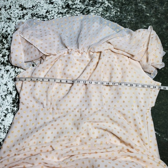 Elloquii White/ Gold Off The Shoulder Dress - Picture 3 of 8